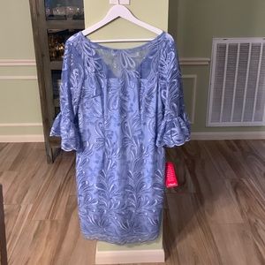 Adrianna Papell Ribbon Embroidery Sheath Dress - Size 12 - Light Peri - NWT